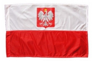 flaga polski z herbem